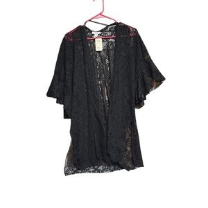 Mudd Black Lace cover up/kimono one size NWT